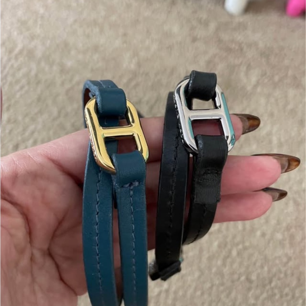 Tory Burch Gold and Silver Buckle Wrap Bracelets